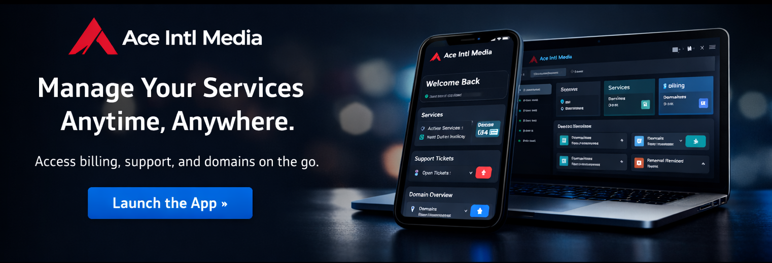 Ace Intl Media App – manage services, billing and support anytime